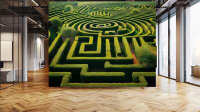 Nature landscape lost green park gardening plant pattern labyrinth hedge bush Wall mural