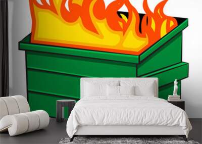 Cartoon style vector of a Dumpster Fire representative of a mismanaged situation Wall mural