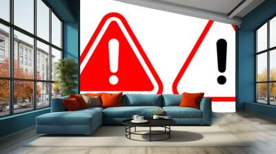 Collection of Warning or Danger signs with an exclamation point isolated on white Wall mural