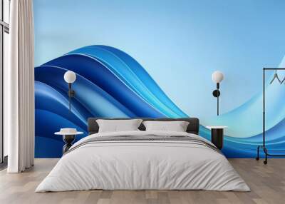 ombre blue curve on a light blue background illustration Wall mural