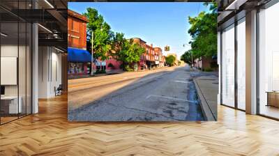 Route 66 historic downtown Sapulpa, Oklahoma. Early morning summer. Small town USA Wall mural