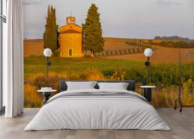 Chapel of the Madonna di Vitaleta, San Quirico d Orcia, Tuscany, Italy Wall mural