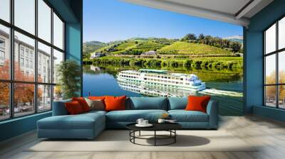 cruise ship at Peso da Regua, Douro Valley, Portugal Wall mural