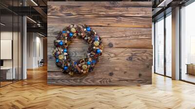 Traditional Czech Christmas background on wooden plank Wall mural