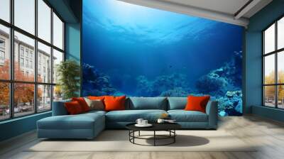 underwater background deep blue sea and beautiful underwater ai generated image Wall mural