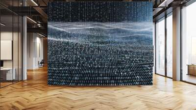 waves of computer code binary code big data internet technologies of the future the flow of open data wireless transmission of information sorting binary code 3d illustration Wall mural