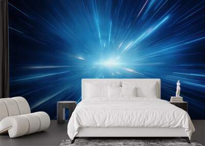 Abstract backgroudn igital image of light rays stripes lines with blue light background generative ai Wall mural