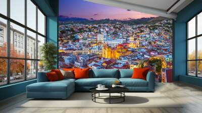 aerial view of guanajuato with cathedral in mexico Wall mural