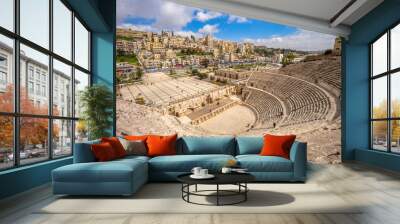 Aerial view of Roman Theatre in Amman, Jordan Wall mural