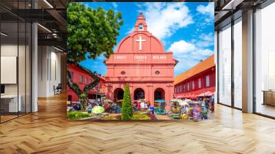 Christ church and Dutch square in Malacca (Melaka) Wall mural