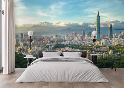 Panoramic view of Taipei City, taiwan Wall mural