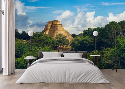 Pyramid of the Magician, uxmal, located in yucatan, mexico Wall mural