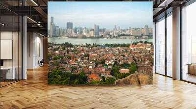 View of urban area, Xiamen from Mount Lit kong giam in gulangyu island Wall mural