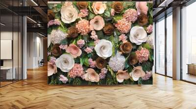 artificial flowers wall for background in vintage style Wall mural