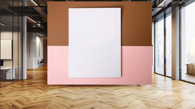 blank a4 paper template on two color paper with brown and pink of background Wall mural