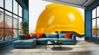 yellow safety helmet or hard cap isolated on white background Wall mural