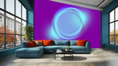 Glowing blue smooth circles abstract background Wall mural