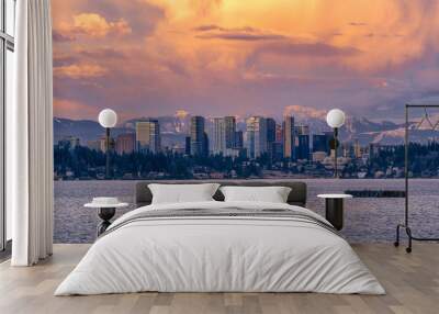 Bellevue Skyline at sunset Wall mural