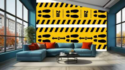 distance sign, yellow tape with a distance of 2 meters vector graphics eps10 Wall mural