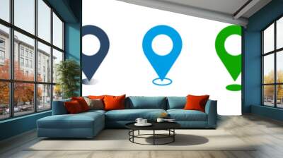 Flat map dot icons in different colors and shapes set collection or location icons on white background vector Wall mural