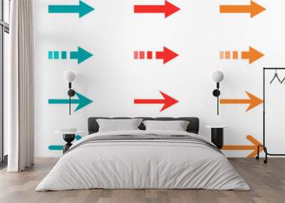 Vector collection of colored arrows. Colorful arrow symbols. Set of flat vector arrows. Wall mural