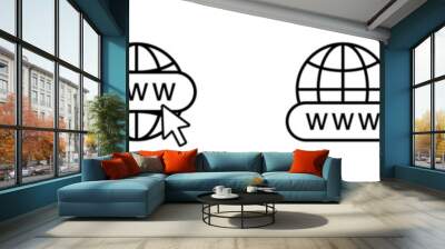 Website, globe icon set. Browser globe outline icons, www signs .ector icons Wall mural