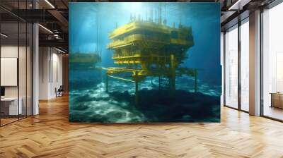 Deep sea mining or deep seabed mining is the process of retrieving rare earth mineral deposits from the deep ocean seabed floor, Underwater mining, Generative AI Wall mural