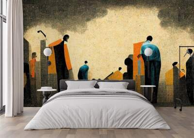 income and wealth inequality, distribution of income, money, financial assets and opportunity betwee Wall mural