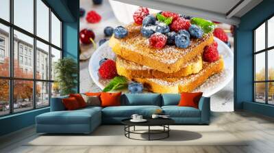 Baked french toasts with berries Wall mural