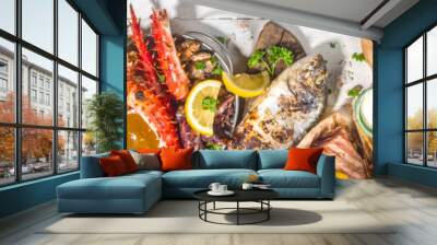 BBQ grilled fish and seafood Wall mural