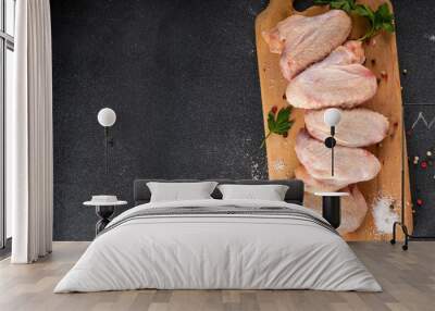 Chicken wings cooking background Wall mural