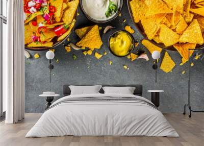 Nachos chips with dips Wall mural