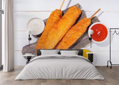 Traditional american, mexican corn dog Wall mural