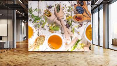 Various herbal tea set Wall mural