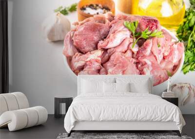 Veal, beef meat raw chopped goulash Wall mural