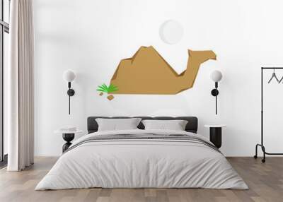 Camel hill illustration logo with moon Wall mural