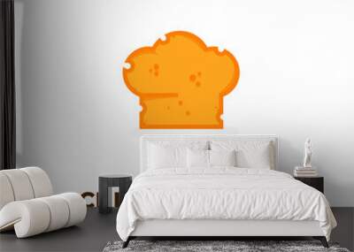 Chef hat illustration logo with cheese kitchen Wall mural