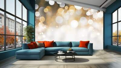 gold and white bokeh glitter sparkle abstract background Wall mural