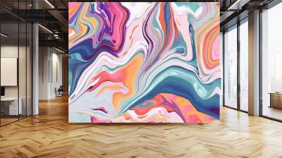 marbled paint abstract pattern jewel tone background, made with generative ai	 Wall mural