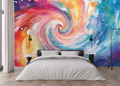 rainbow watercolor spiral background wallpaper, made with generative ai	 Wall mural