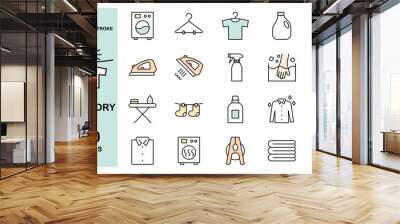 Colorful icon set of laundry, vector illustration Wall mural