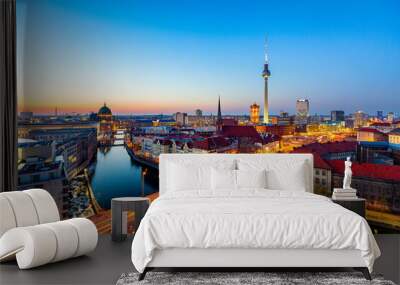 Berlin sunset cityscape view with television tower Wall mural