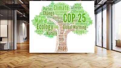 COP 25 in Madrid, Spain word cloud  Wall mural