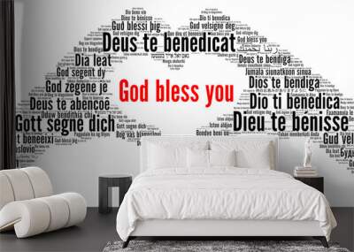 God bless you word cloud in different languages  Wall mural