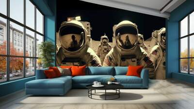 astronauts taking group selfies stock illustration by generative ai Wall mural