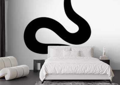 Black silhouette snake. Isolated symbol or icon snake on white background. Abstract sign snake. Vector illustration Wall mural