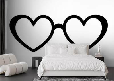 Glasses black heart icon. Symbol of love concept. Vector illustration Wall mural