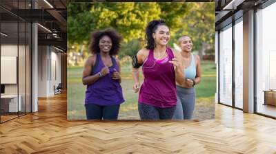 Active curvy women jogging Wall mural