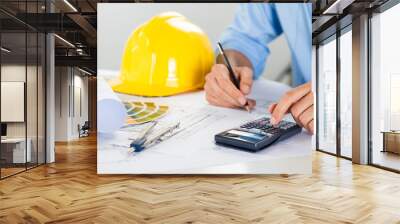 Architect Working At Desk Wall mural