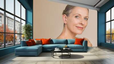 Beauty mature woman smiling Wall mural